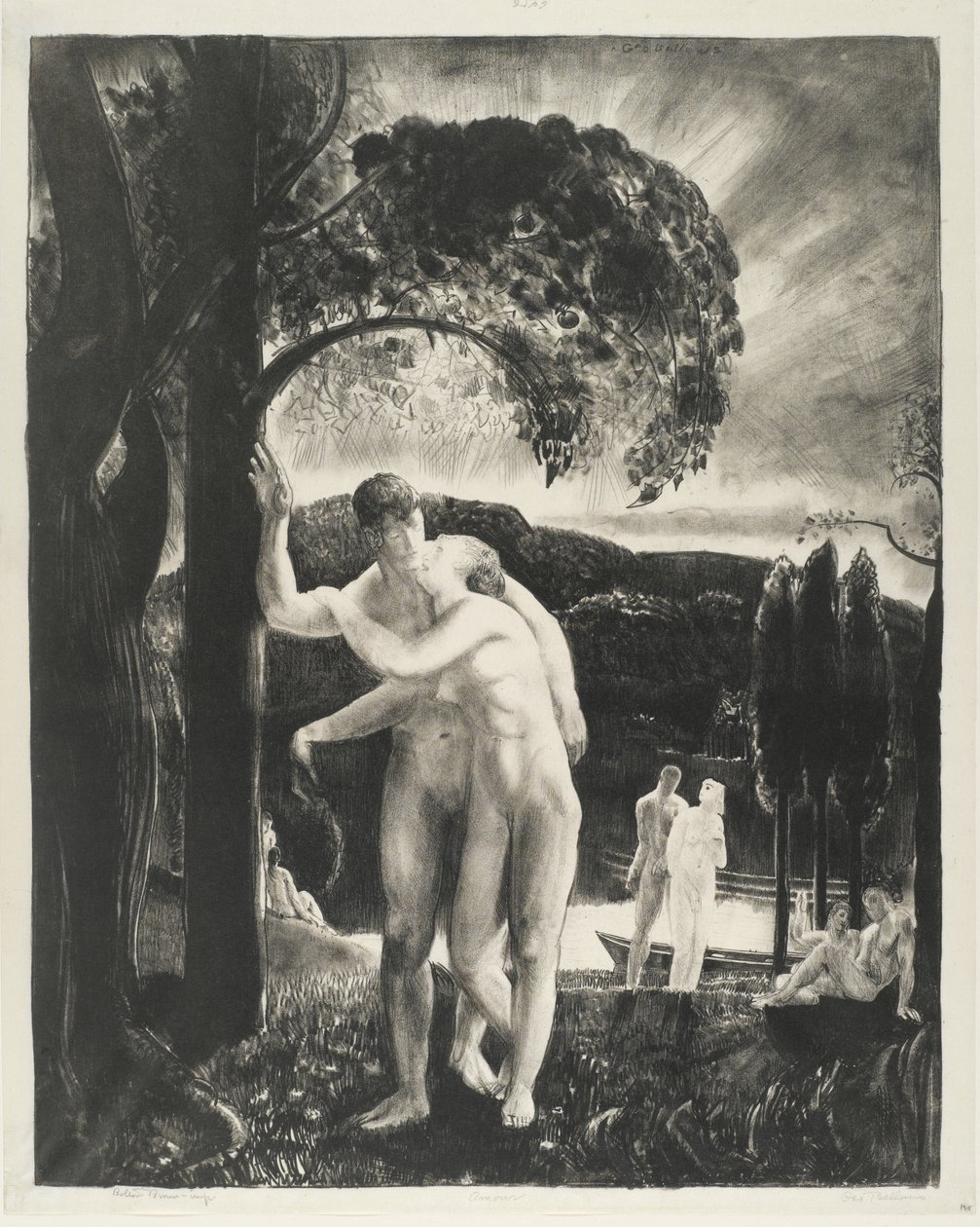 Amour, Men Like Gods -sarja, 1923 (litho kudottu paperille) tekijältä George Wesley Bellows