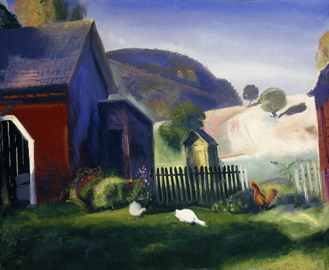 Barnyard and Chickens, 1924 tekijältä George Wesley Bellows