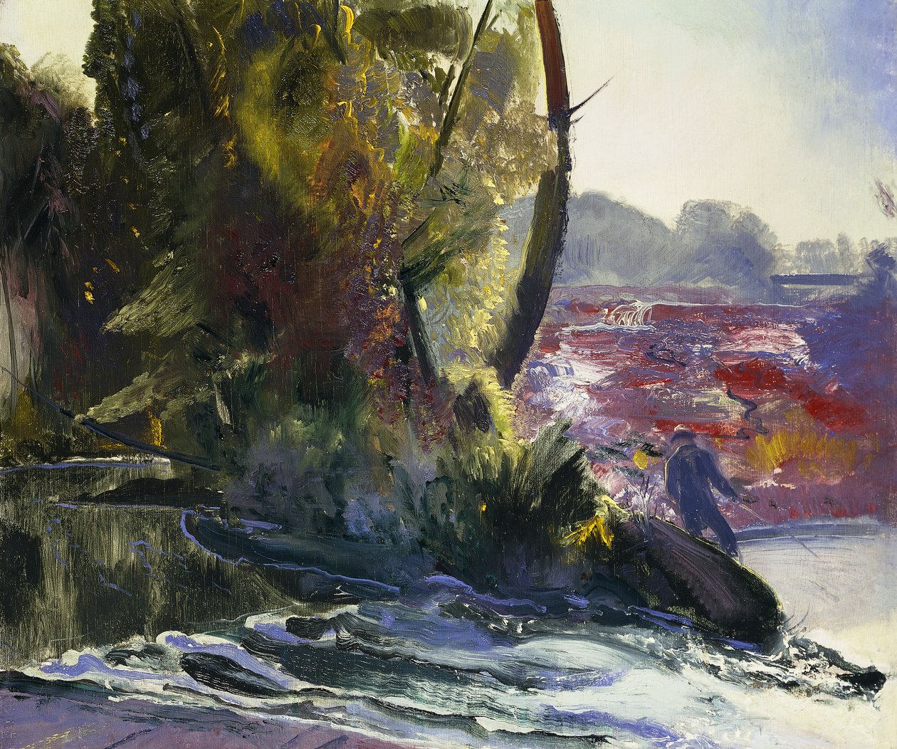 Fisherman and Stream, 1920 tekijältä George Wesley Bellows