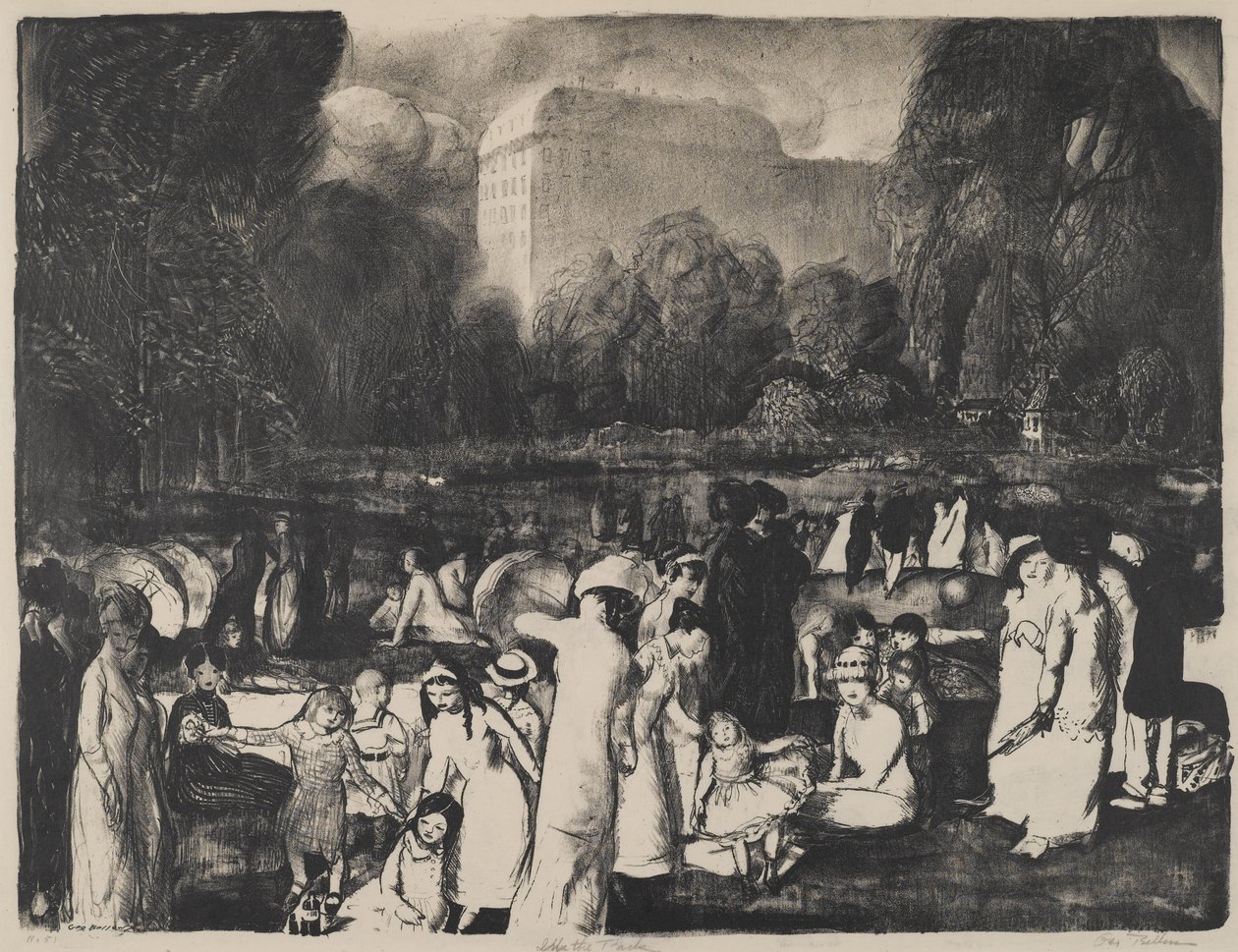 Puistossa, Valo, 1916 tekijältä George Wesley Bellows