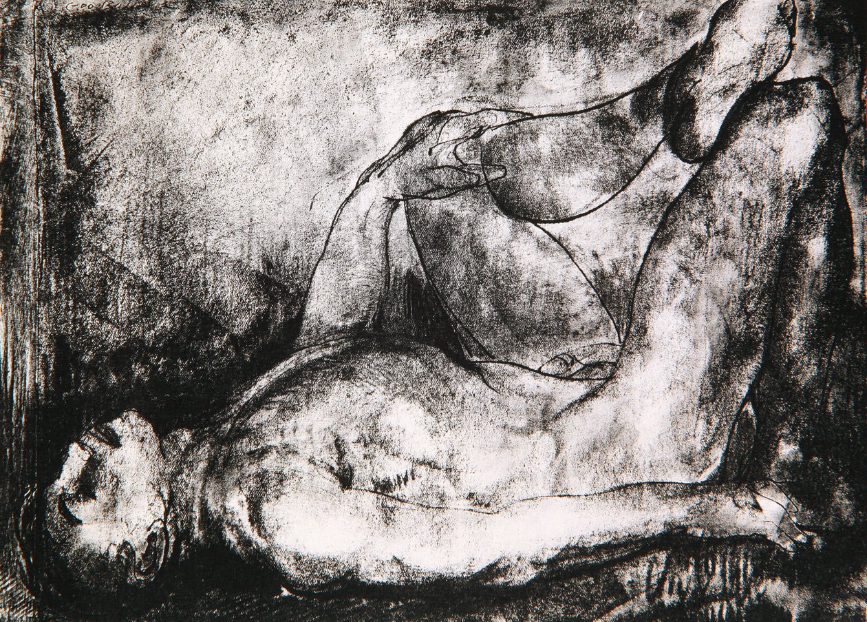 Mies selässä, alaston, n.1916 tekijältä George Wesley Bellows