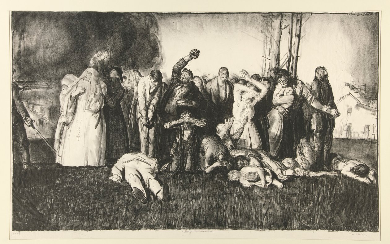 Village Massacre tai Massacre at Dinant, WAR-sarjasta tekijältä George Wesley Bellows