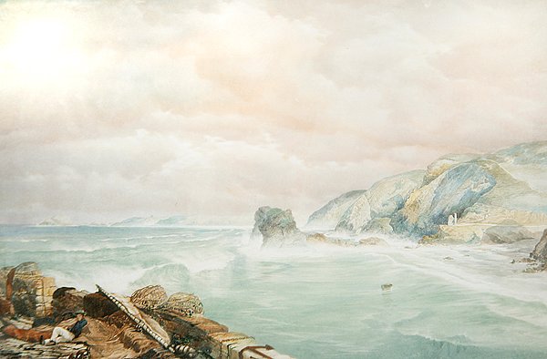 St. Agnes Head, Cornwall, n. 1855 (akvarelli paperille) tekijältä George Whitaker