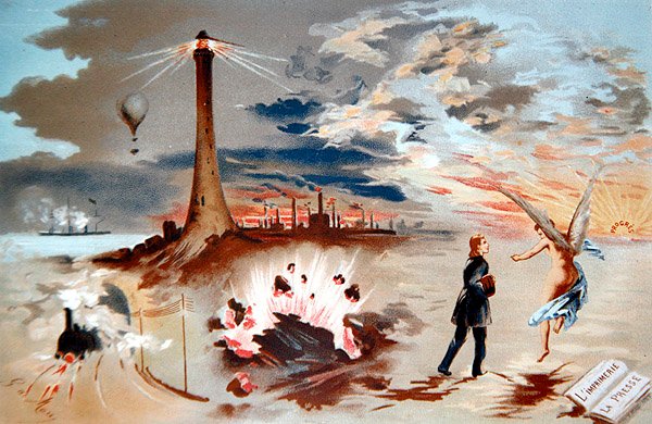 Edistyminen uusien keksintöjen kautta historian aikana (värilitho) tekijältä George de Mare