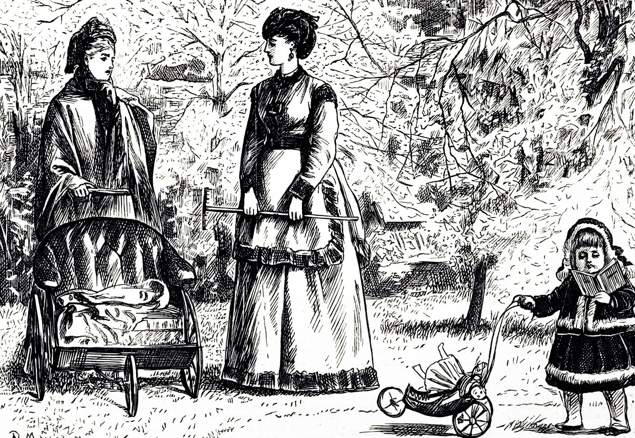 Sarjakuva nimeltä "Perintö vai visionisti?". Kuvittanut George du Maurier (1834-1896), ranskalais-brittiläinen sarjakuvapiirtäjä ja kirjailija tekijältä George du Maurier