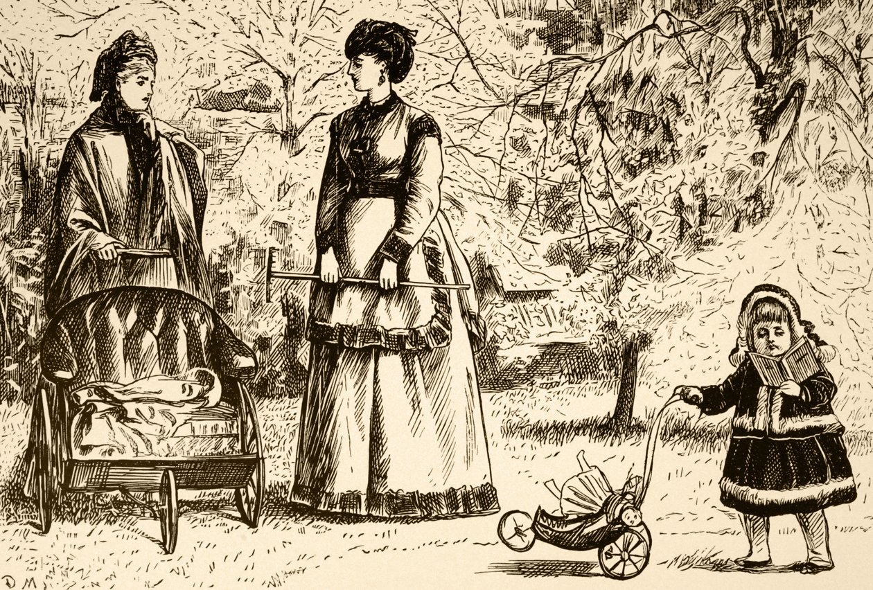 Sarjakuva nimeltä "Perintö vai visionisti?". Kuvittanut George du Maurier (1834-1896), ranskalais-brittiläinen sarjakuvapiirtäjä ja kirjailija tekijältä George du Maurier
