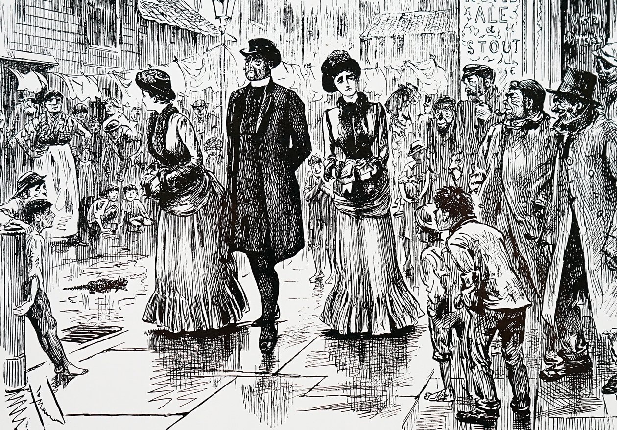 Alempien tilausten tarkastus. George du Maurier (1834-1896), ranskalais-brittiläinen sarjakuvapiirtäjä ja kirjailija tekijältä George du Maurier