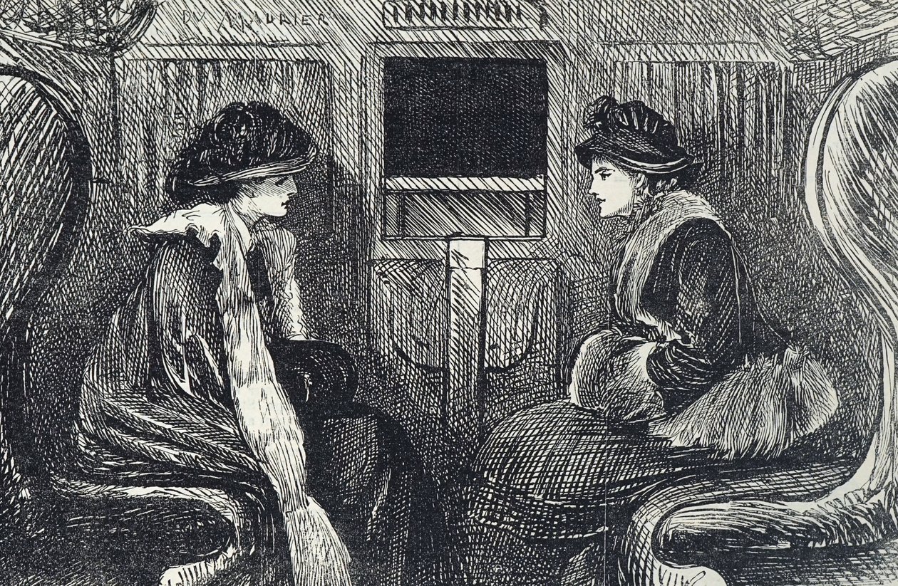Sarjakuva Lontoon metron matkustajista tekijältä George du Maurier