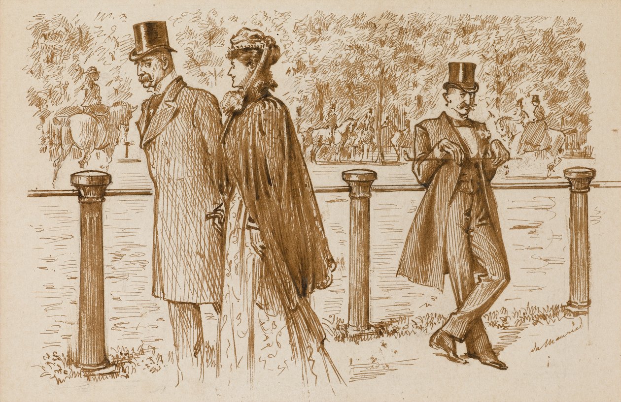 En Passant: Se on Bounderson, eikö niin? Hänen olisi pitänyt hukkua pentuna!, Punch Magazine, 23. heinäkuuta 23. 1892 (kynä ja seepiamuste paperilla) tekijältä George du Maurier