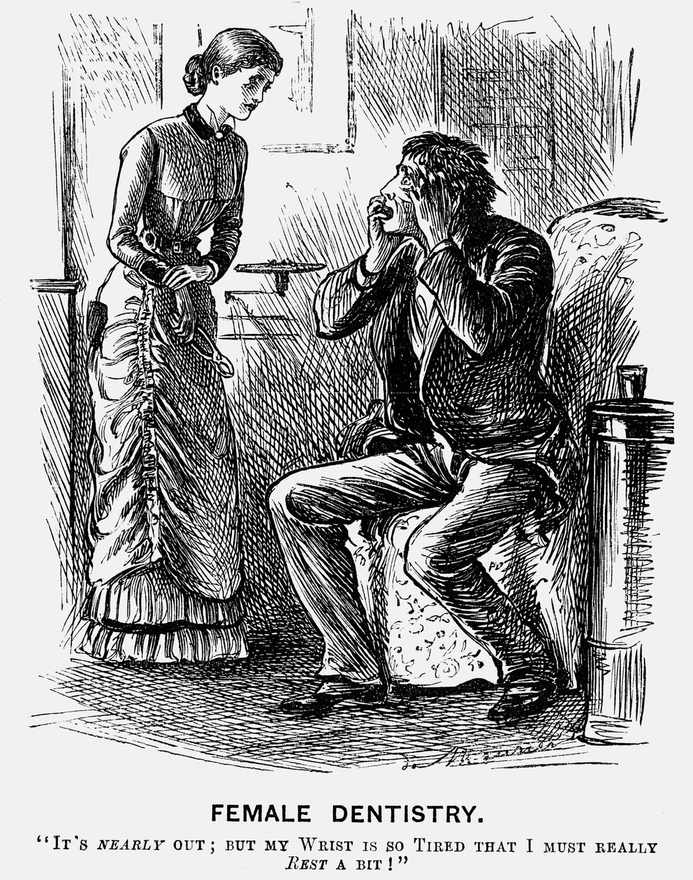 "Naisten hammaslääketiede", 1879 tekijältä George du Maurier