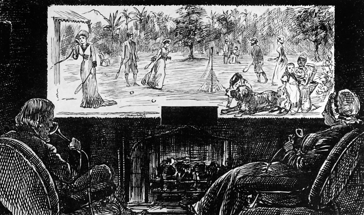 George du Maurier kuvaa näkemystään Edisonin telefonoskoopin soveltamisesta tekijältä George du Maurier