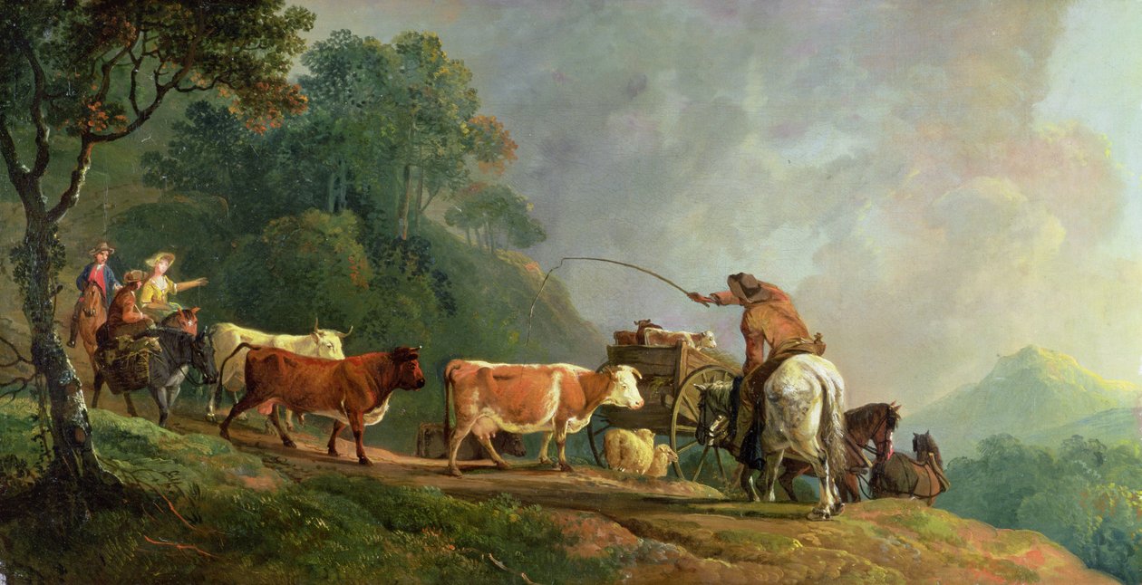 Going to Market (öljy kankaalle) tekijältä George the Elder Barret