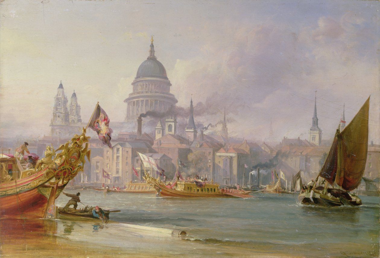 Näkymä St. Paavalille Thamesilta, n. 1830-1840 (öljy kankaalle) tekijältä George the Elder Chambers