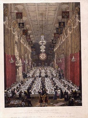 Lord Mayorin illallinen Guildhallissa, 9. marraskuuta 1828 (litho) tekijältä George the Elder Scharf