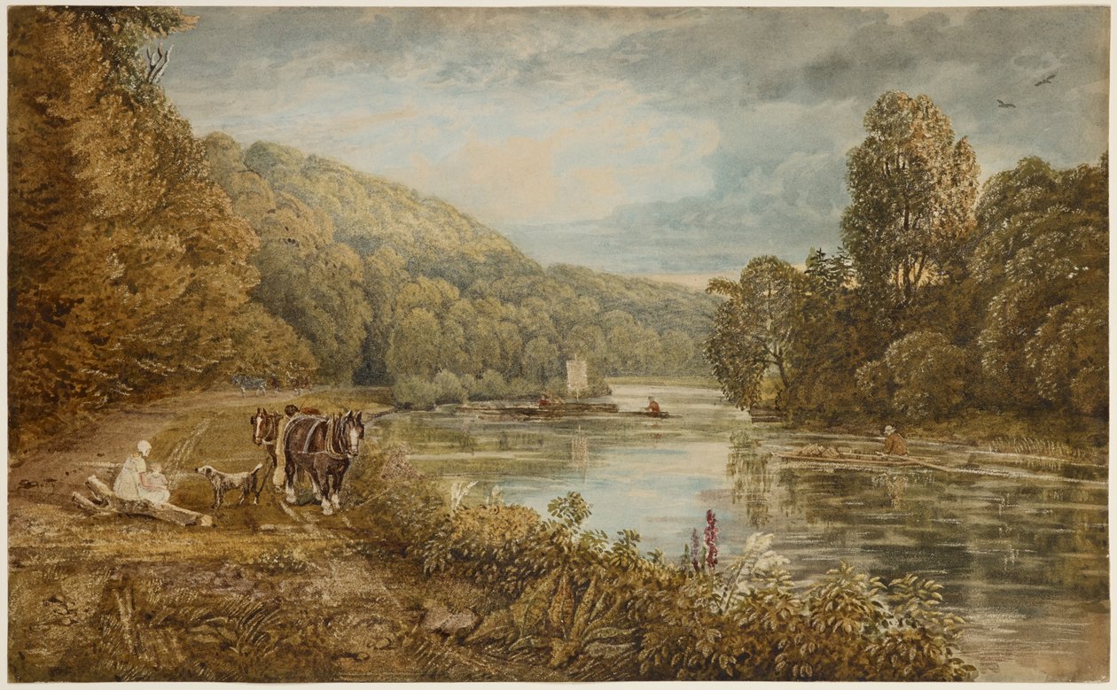 Cliveden Woods, n. 1812 (akvarelli paperille) tekijältä George the Younger Barret