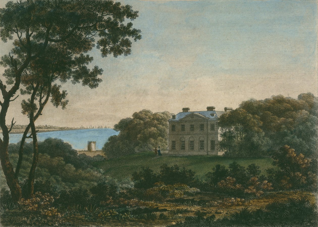 Andrew Robert Drummondin talo, Cadland Park, Hampshire, kaiverrus William Watts (1752-1851) tekijältä George the Younger Barret