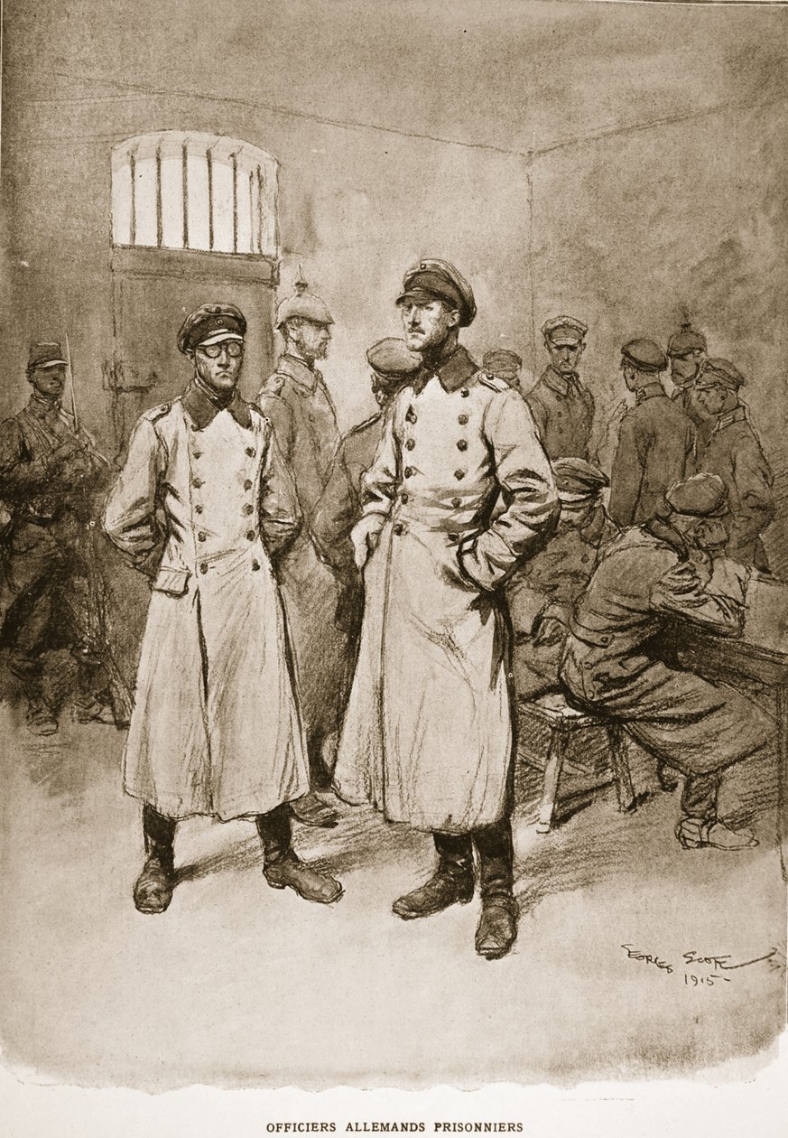 Vangitut saksalaiset upseerit, 1915 tekijältä Georges Bertin Scott