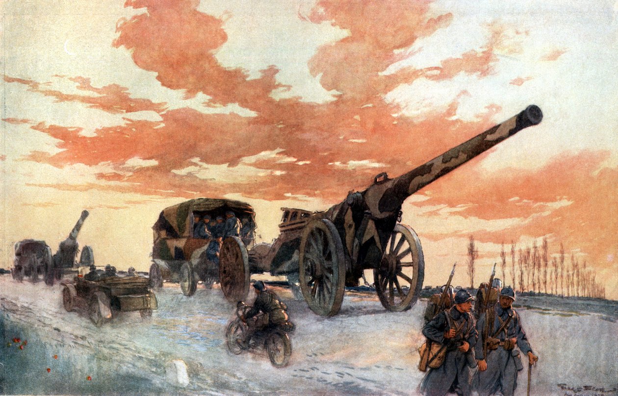 Moottoroitujen tykistöjen saattue, 1918 tekijältä Georges Bertin Scott
