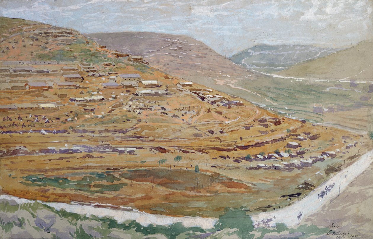 Liittoutuneiden sotilaiden leiriytyminen Karst Valleyssä, Sloveniassa, 16. kesäkuuta 1917 tekijältä Georges Bertin Scott