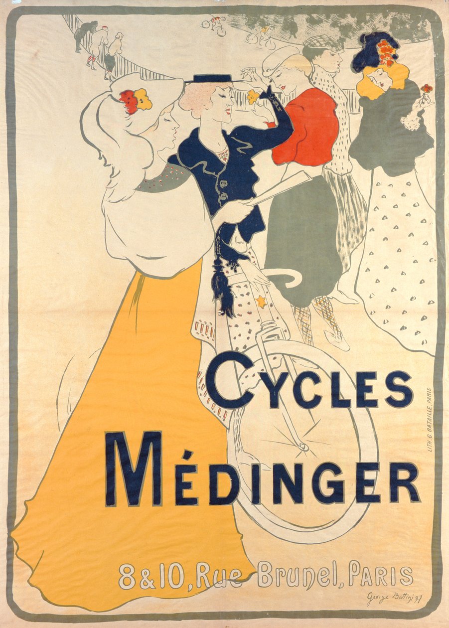 Medingerin polkupyöriä mainostava juliste, 1897 tekijältä Georges Bottini