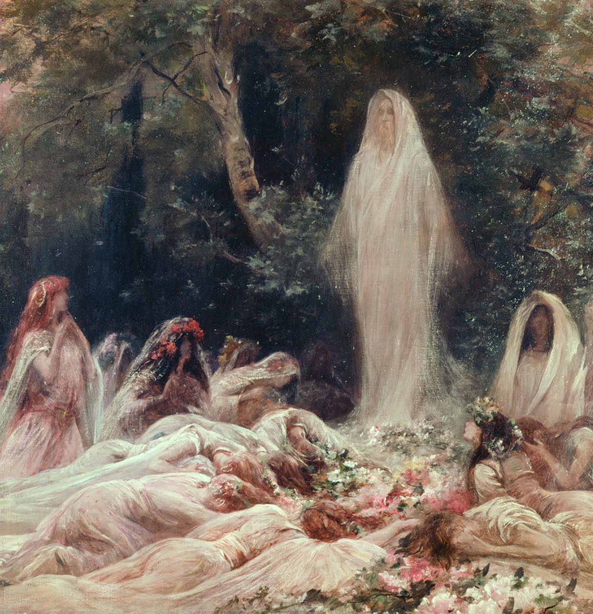 Ilmestys, kuvitus Edmond Rostandin (1868-1918) kirjallisesta teoksesta tekijältä Georges Clairin