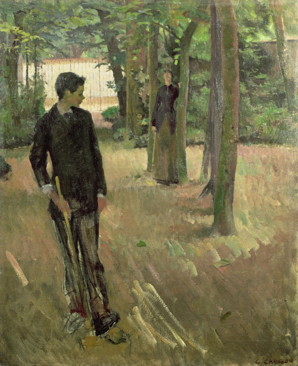Nuori poika pelaa krokettia tekijältä Georges Cresson