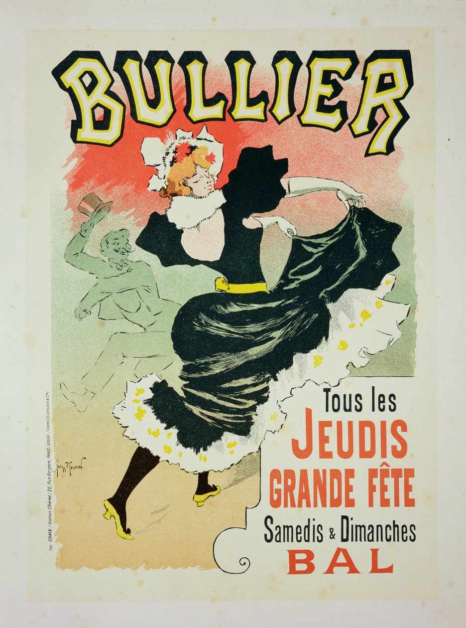 Jäljennös julisteesta, jossa mainostetaan "Bullier Ball" -tapahtumaa, 1894 (ks. 127103). tekijältä Georges Meunier