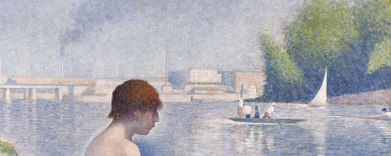 Kylpijät Asnièresissa, 1884 öljy kankaalle, yksityiskohta vuodelta 2136 tekijältä Georges Seurat