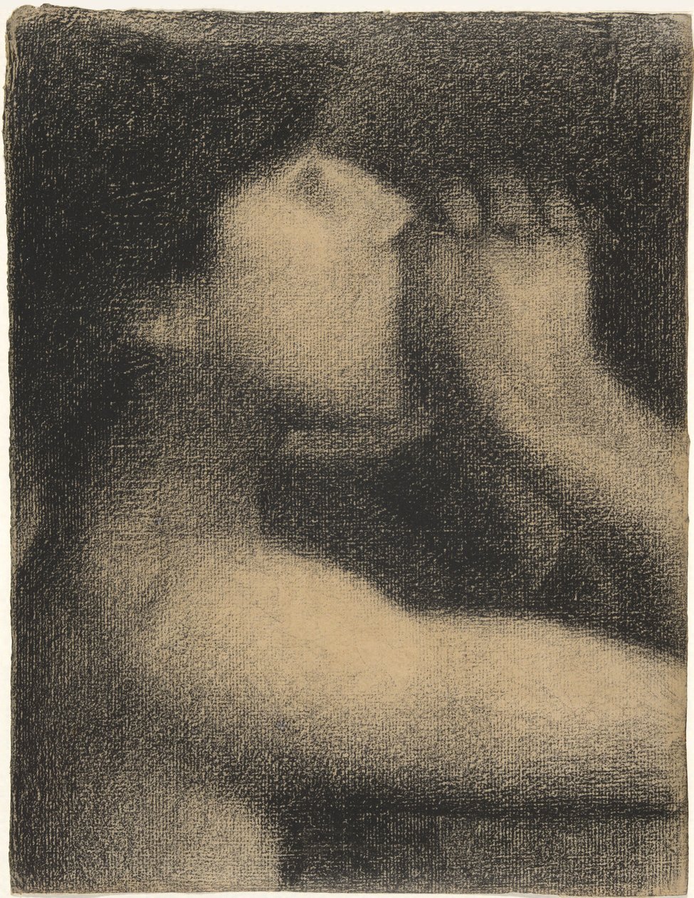 Echo, Study for Bathers at Asnieres, 1883-4 (conte värikynä paperilla) tekijältä Georges Seurat