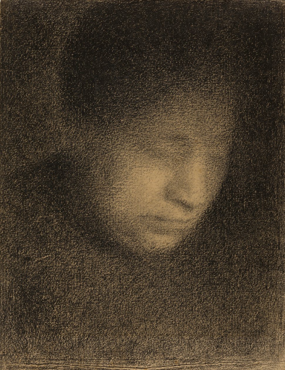 Madame Seurat, taiteilijan äiti, noin 1882-3 (konttikynä Michallet-paperille). tekijältä Georges Seurat
