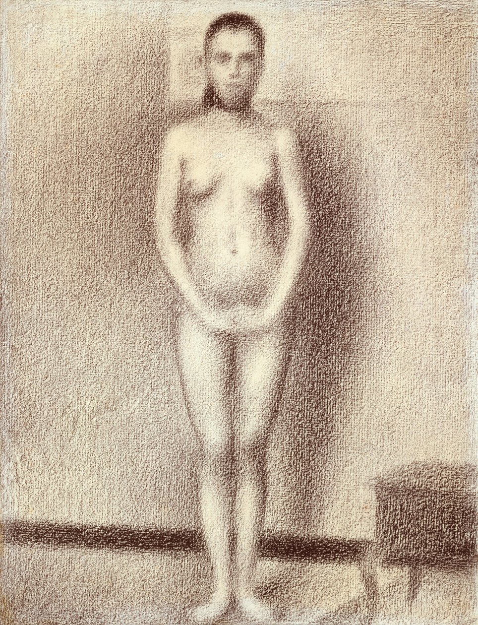 Tutkimus Les Poseusesille, 1886 (conte värikynä paperille) tekijältä Georges Seurat