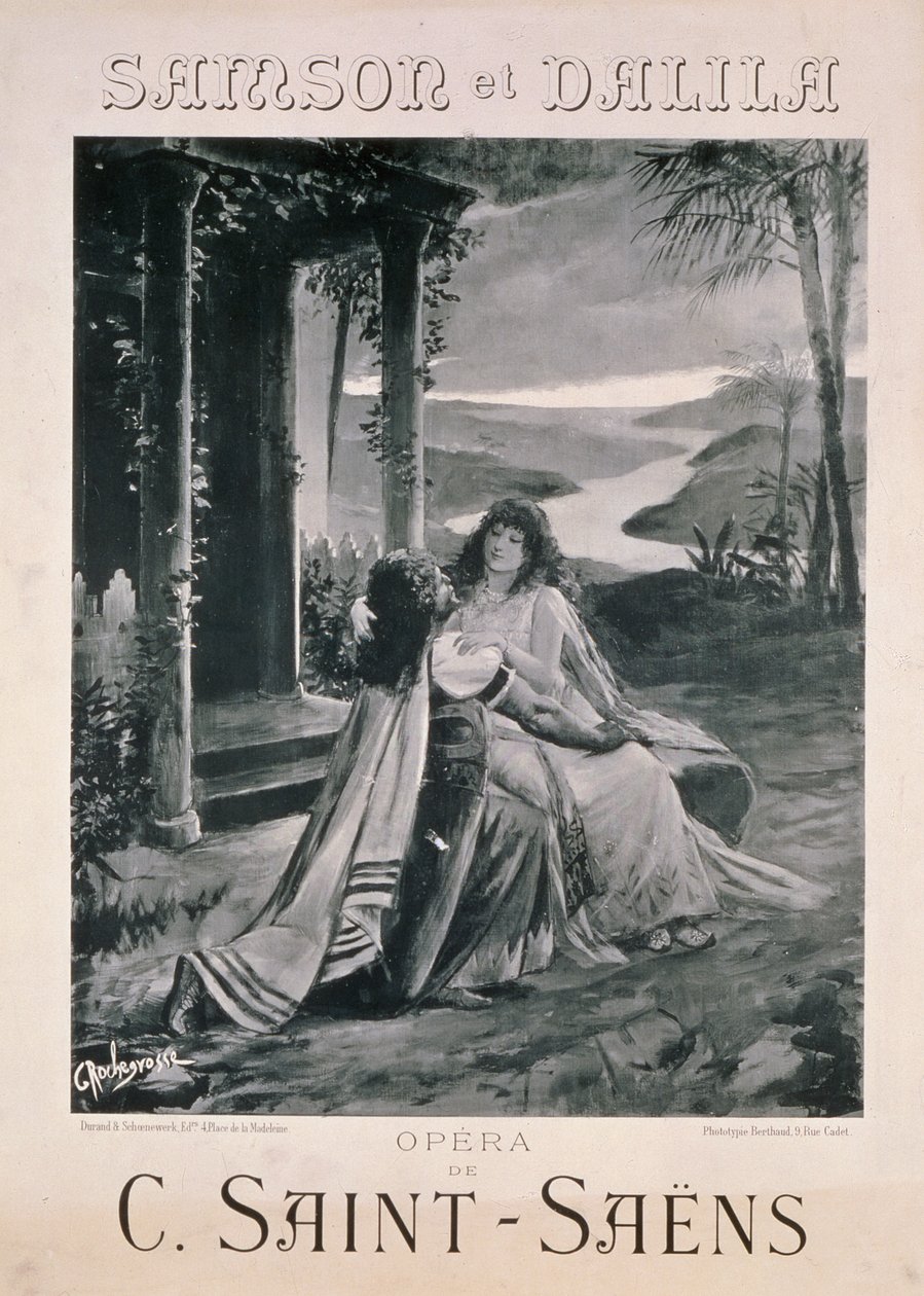 Julisteet "Samson ja Dalila", Camille Saint Saensin (1835-1921) ooppera tekijältä Georges Marie Rochegrosse