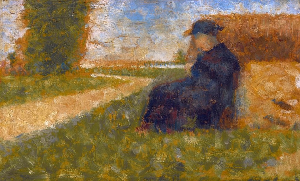 Massiivinen hahmo dans un paysage à Barbizon tekijältä Georges Seurat