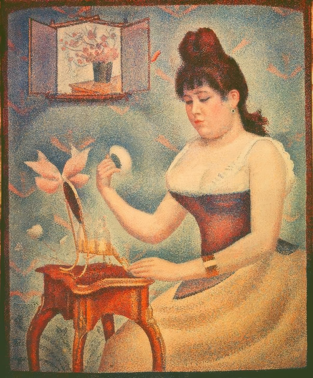 Jeune femme se poudrant tekijältä Georges Seurat