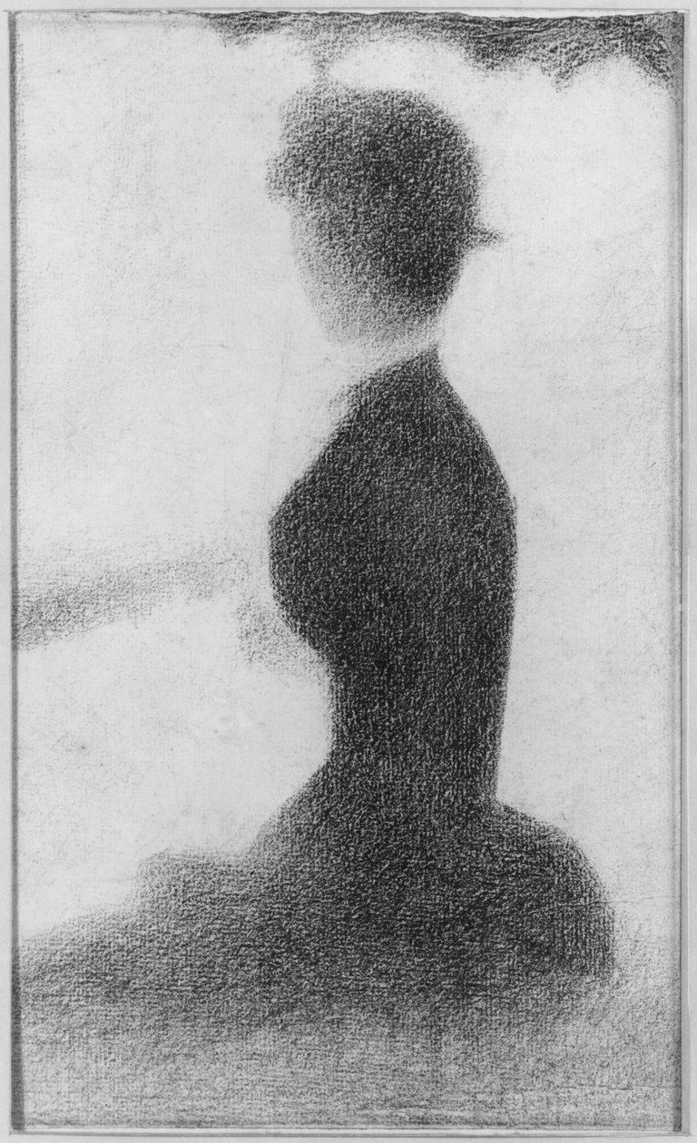 Tutkimus sunnuntai-iltapäivälle La Grande Jatten saarella, 1884 (conte kynä paperilla) tekijältä Georges Seurat