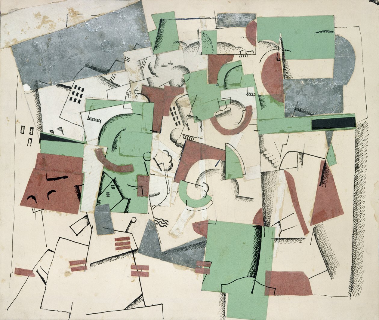 Sävellys, n. 1920 (kollaasi ja wc paperilla) tekijältä Georges Valmier