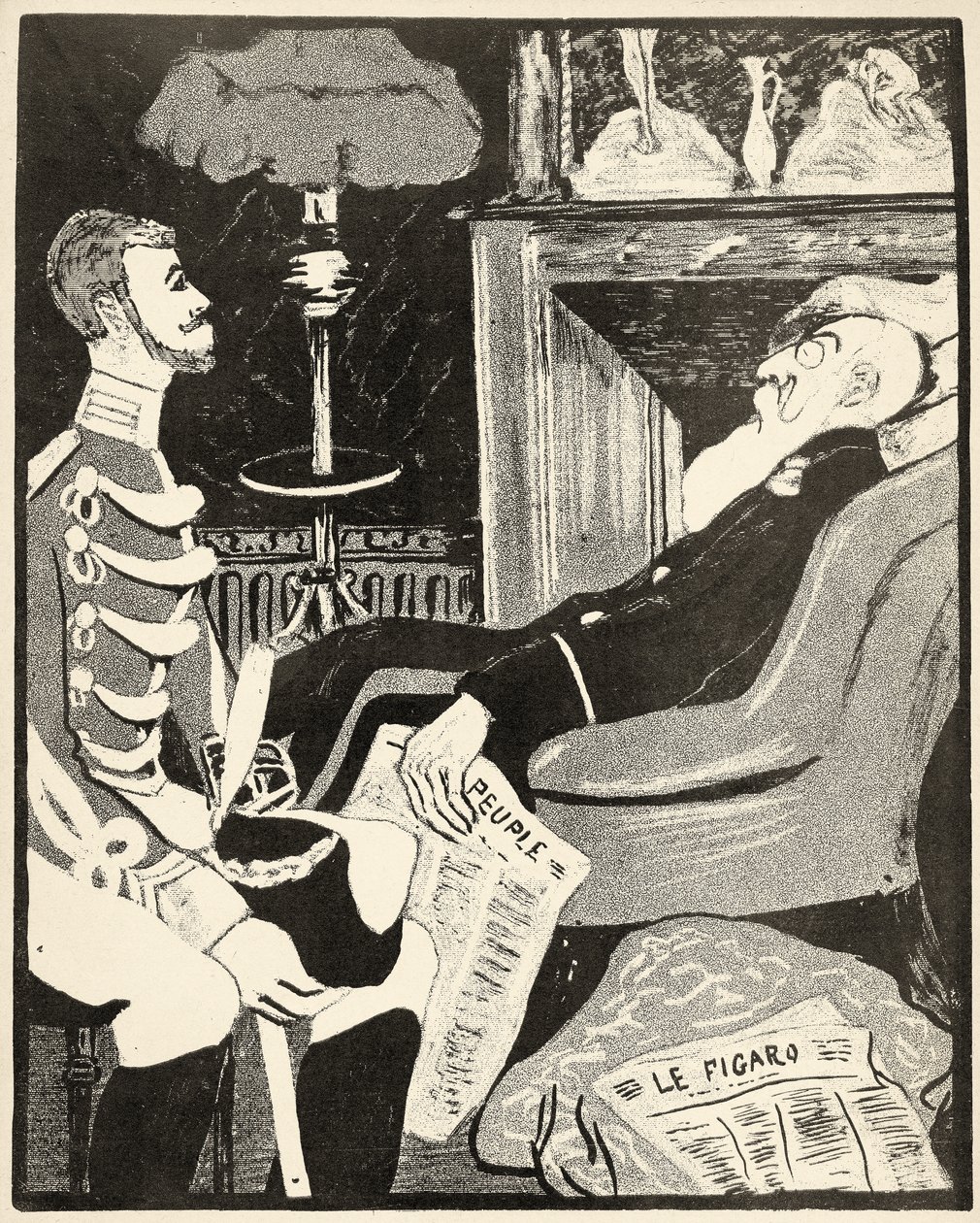 Nuori Albert I keskustelemassa setänsä Leopold II:n kanssa, 1904. tekijältä Georges d 1878 1937 Ostoya