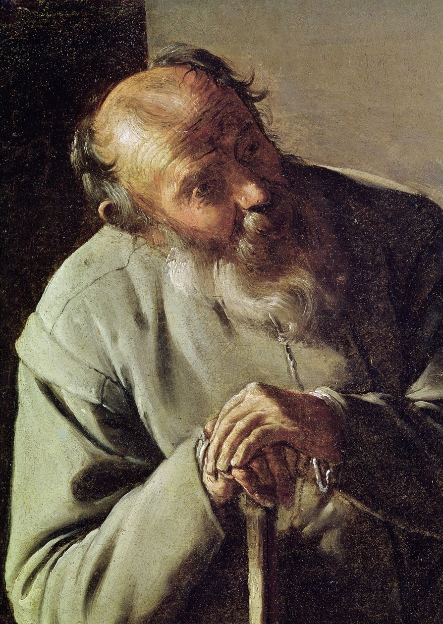 Vanha mies, pään yksityiskohta, n. 1618-19 öljy kankaalle tekijältä Georges de La Tour
