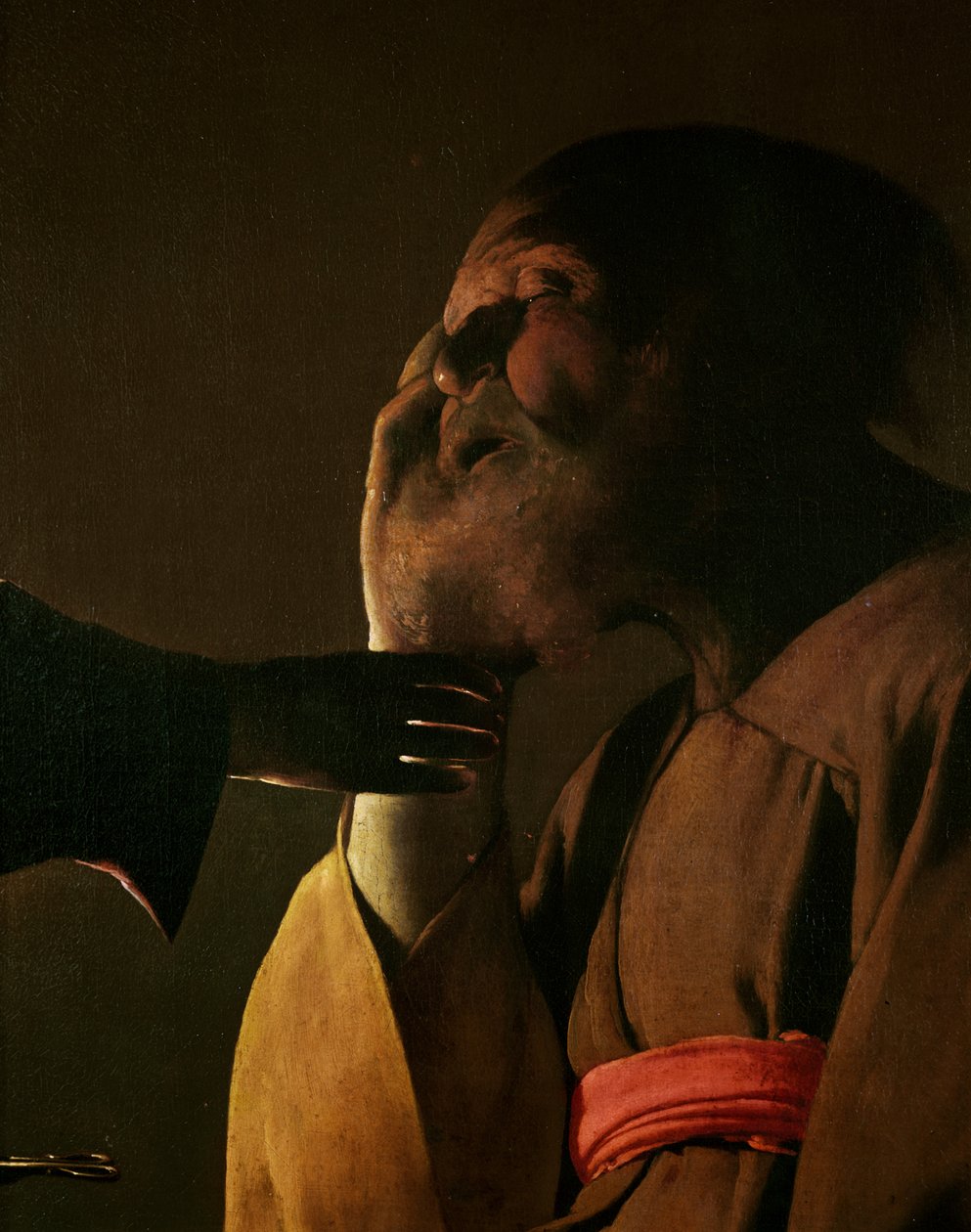 Joosef ja enkeli, 1652 öljy kankaalle, yksityiskohta 3126 tekijältä Georges de La Tour