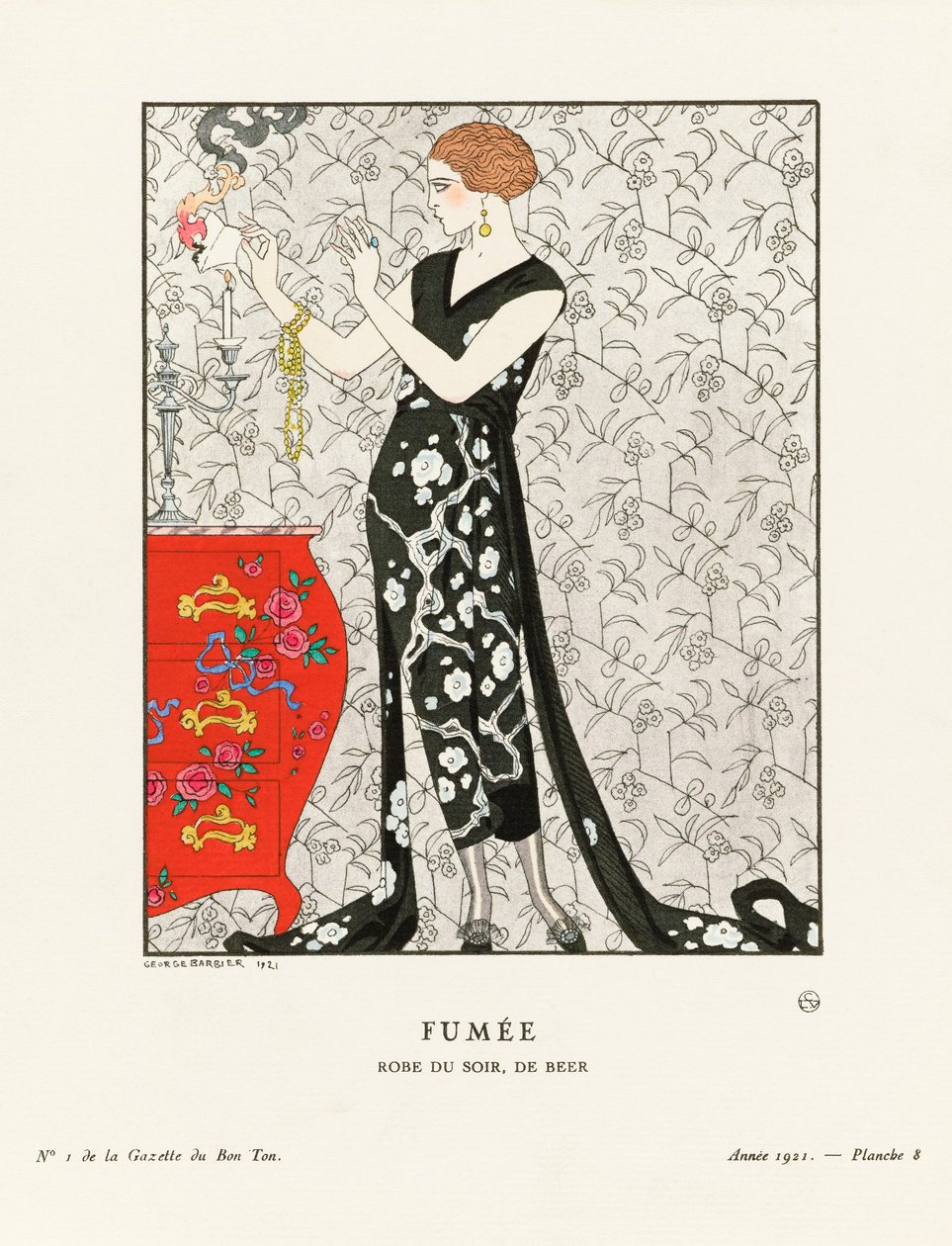 Fumee, Gazette du Bon Ton -lehdestä (painettu). tekijältä Georges (after) Barbier