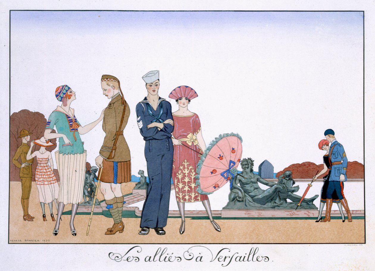 Liittoutuneet Versaillesissa, kaiverrus Henri Reidel tekijältä Georges (after) Barbier