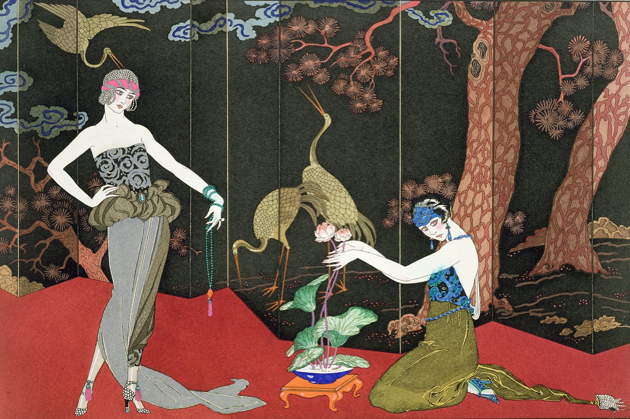 The Fashion for Lacquer, kaiverrus Henri Reidel tekijältä Georges (after) Barbier