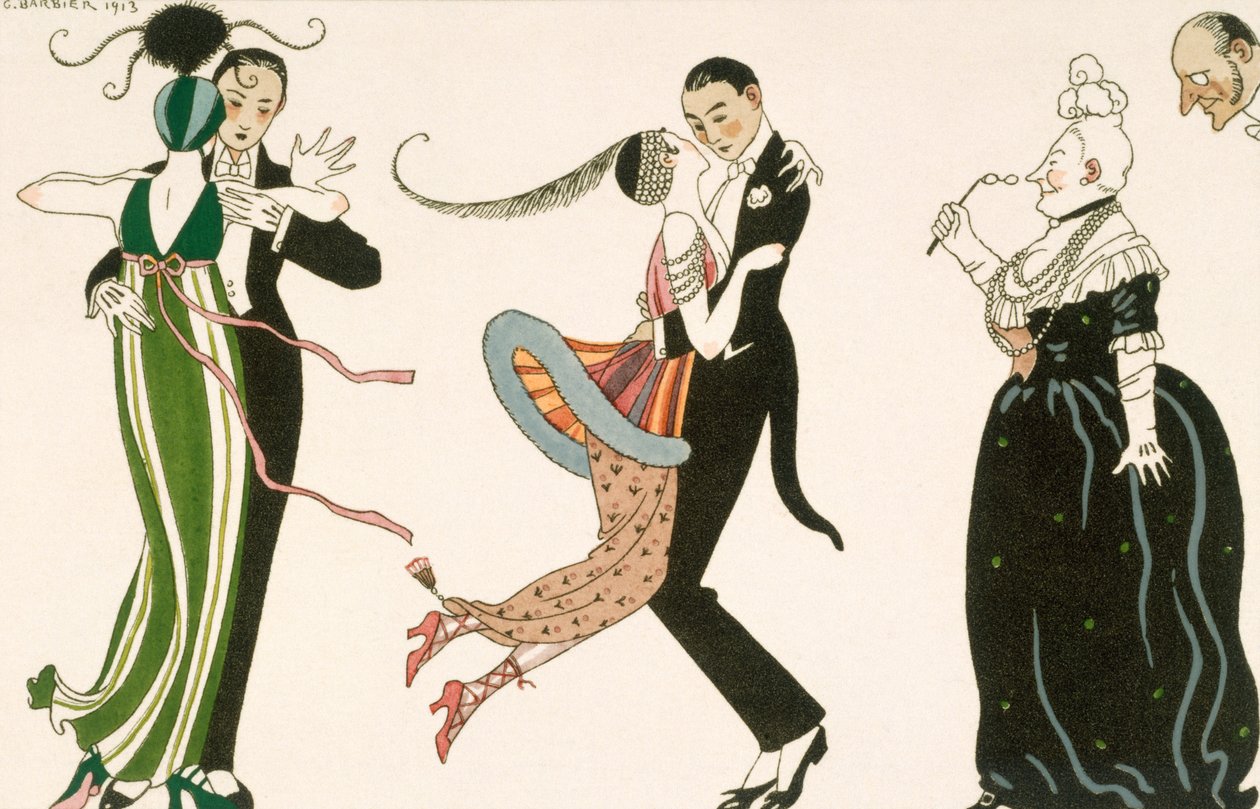Päivän hulluus, H. Reidelin kaivertama Journal des Dames et des Modes -ystäville tekijältä Georges (after) Barbier