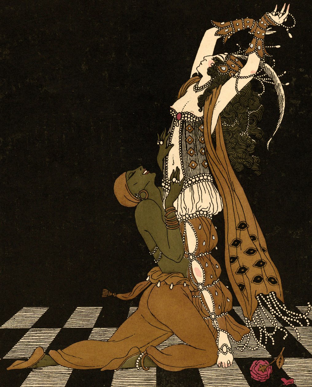 Vaslav Nijinsky ja Ida Rubinstein Schéhérazadessa tekijältä Georges (after) Barbier