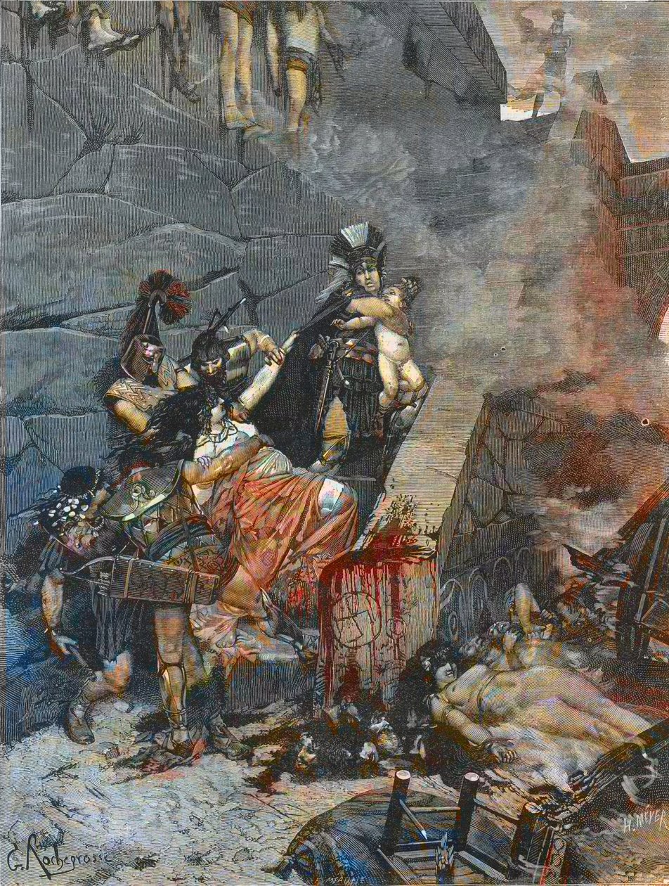 Andromache - Andromaque (Ulysses repii Astyanaxin Andromaquen käsivarsista heittääkseen hänet Troijan muurien huipulta) - KAAIRRUS George-Antoine Rochegrossen (1859-1938) MAALAUKSEN JÄLKEEN tekijältä Georges (after) Rochegrosse