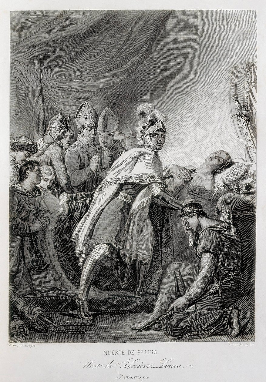 LOUIS IX, Ranskan Pyhä Ludvig (kaiverrus) tekijältä Georges (after) Rouget