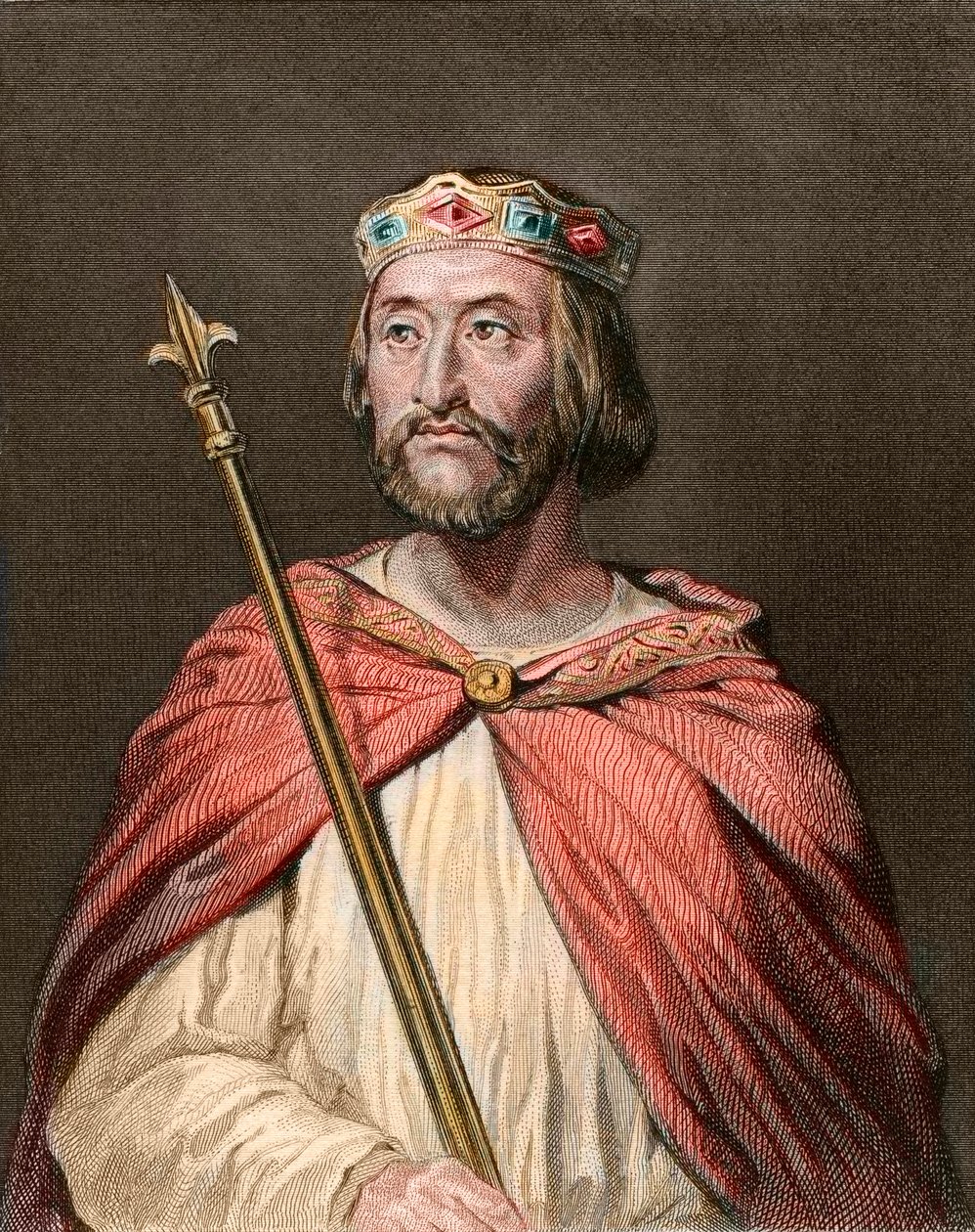 Kaarle III:n muotokuva, jota kutsutaan Yksinkertaiseksi (879-929) frangien kuninkaaksi - KARLES III (879-929) - Kaarle Yksinkertainen - Ranskan kuningas, 893-923 - kaiverrus Georges Rouget