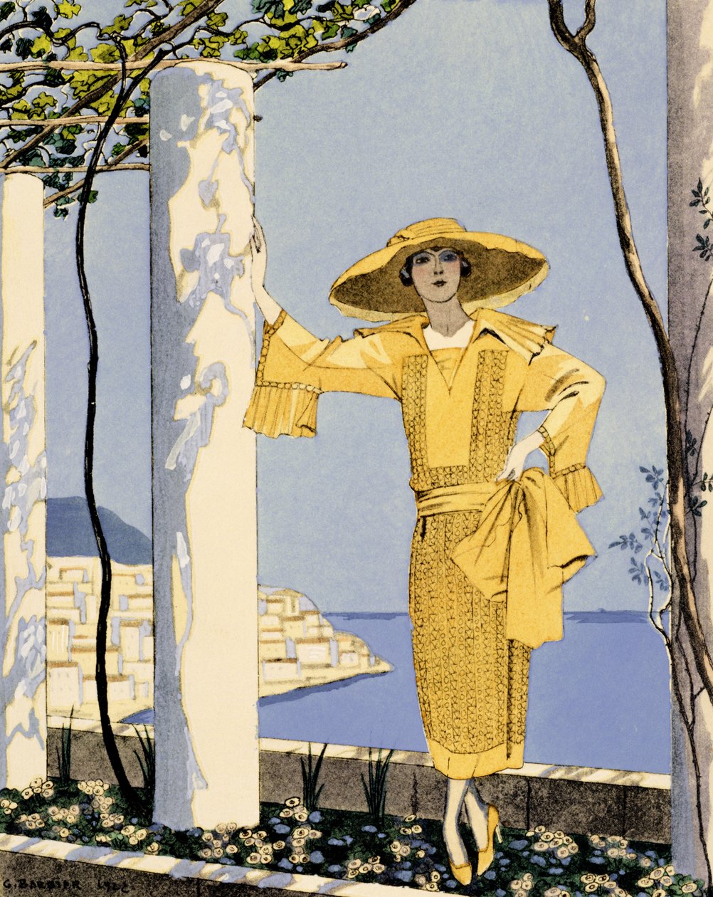 Amalfi, Worthin kuva naisesta keltaisessa mekossa tekijältä Georges Barbier