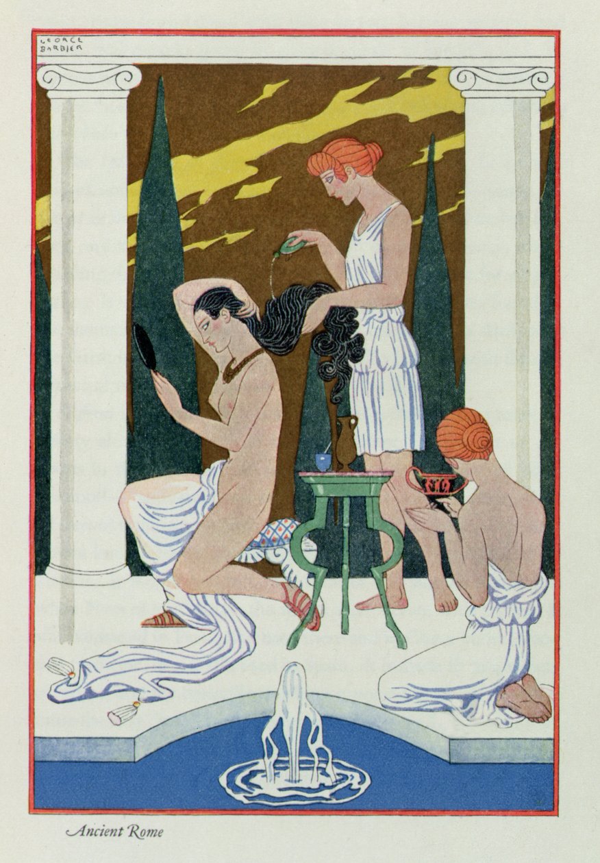 Muinainen Rooma, "The Art of Perfume", pub. 1912 (pochoor print) tekijältä Georges Barbier