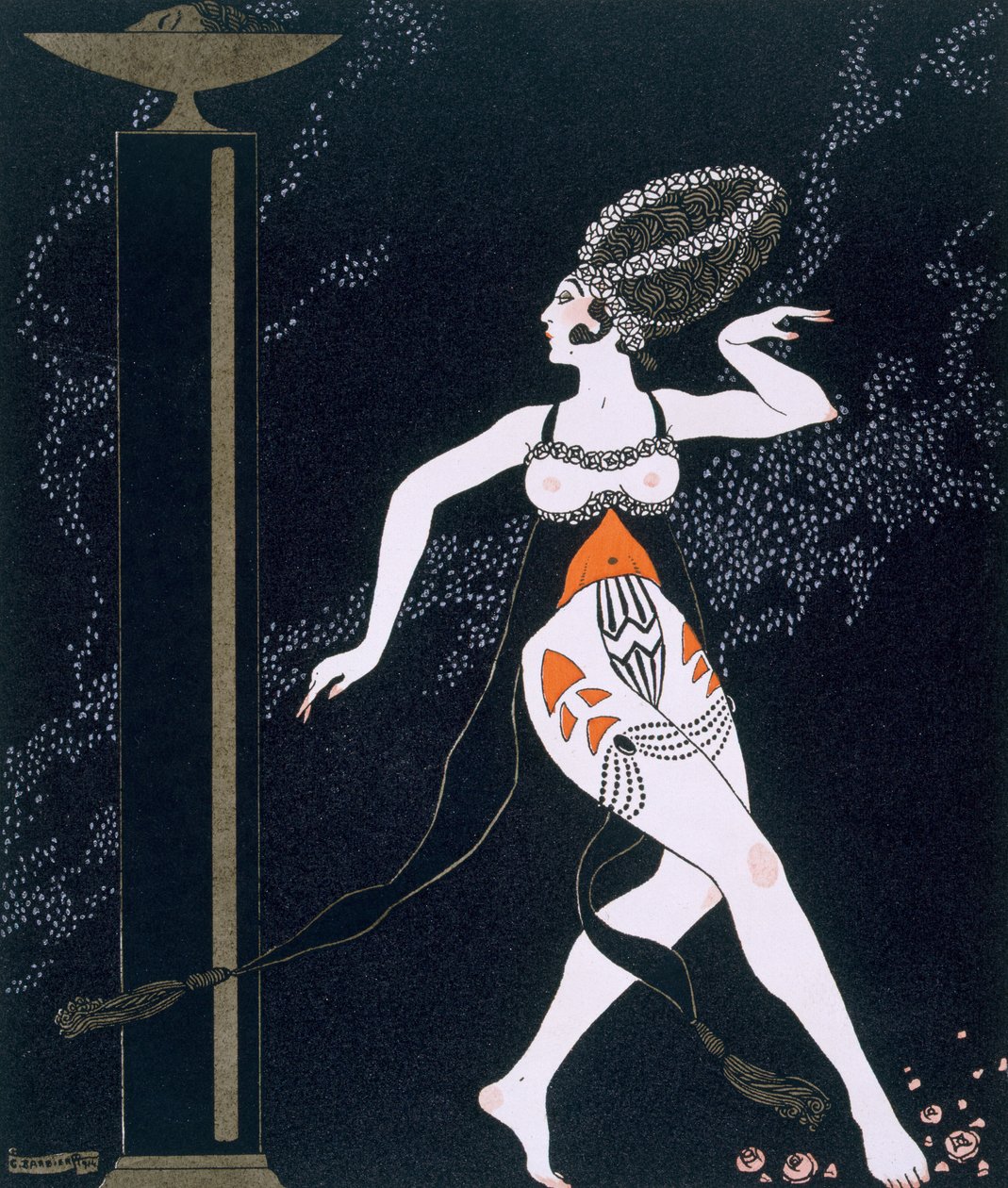 Balettikohtaus Tamara Karsavinan (1885-1978) kanssa 1914 (pokuorokuva) tekijältä Georges Barbier